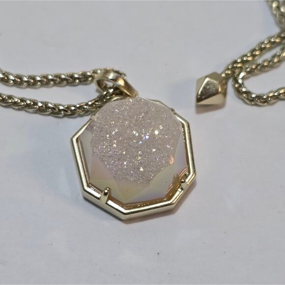 Kendra Scott Cynthia Iridescent Drusy Gold Plated Pendant Adjustable Necklace - Picture 5 of 7
